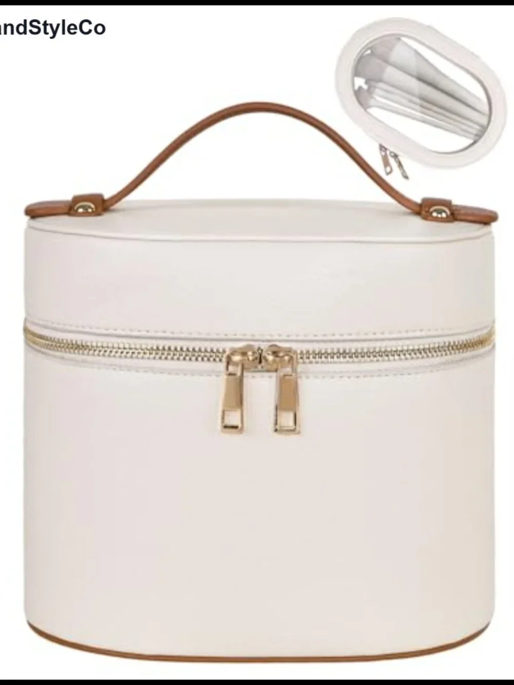 Travel Makeup Bag Set with Clear Pouch, PU Leather, Water-Resistant